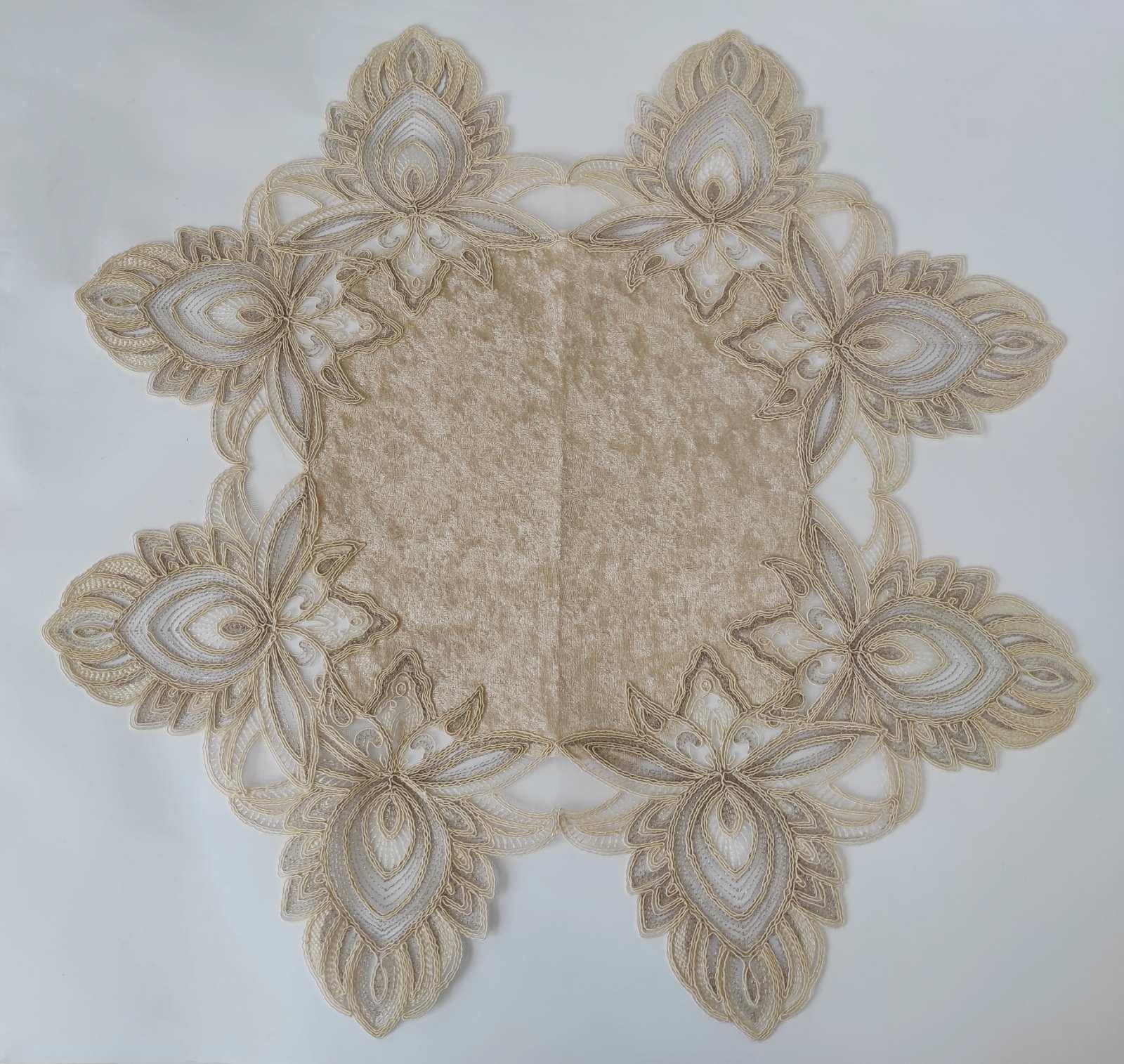 Салфетка велюровая Acme с кружевом 45x45 Cinar Cappicino (CN10814)