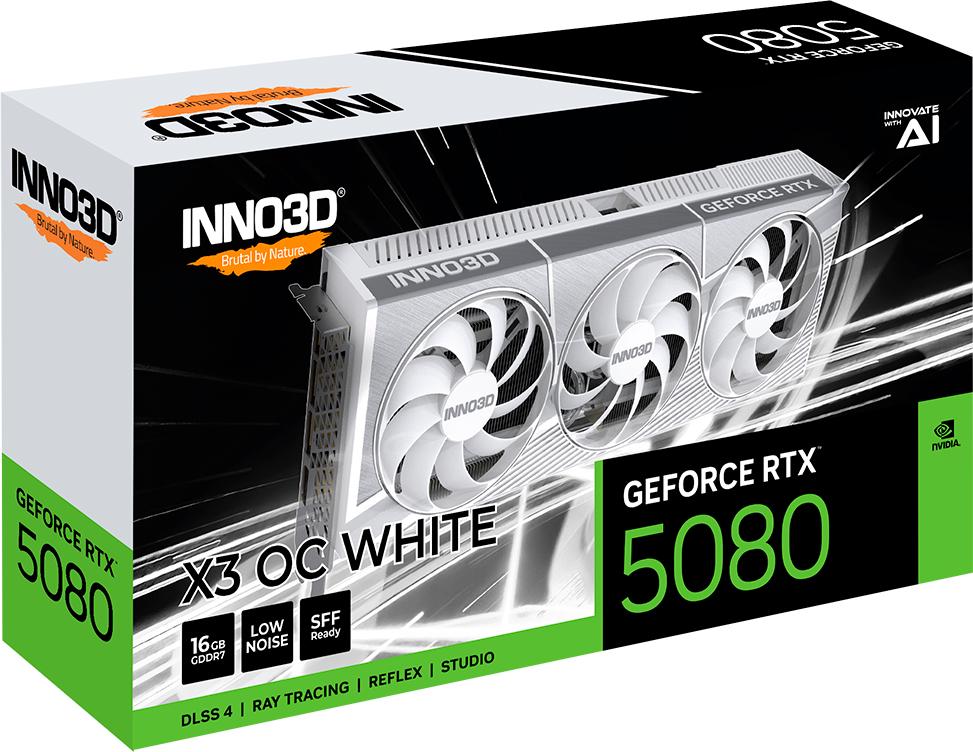 Відеокарта Inno3D NVIDIAGeForce RTX 5080 X3 OC White 16 Гб GDDR7 256bit 30000 МГц (N50803-16D7X-17605211) - фото 3 Відеокарта Inno3D NVIDIAGeForce RTX 5080 X3 OC White 16 Гб GDDR7 256bit 30000 МГц (N50803-16D7X-17605211) - фото 3