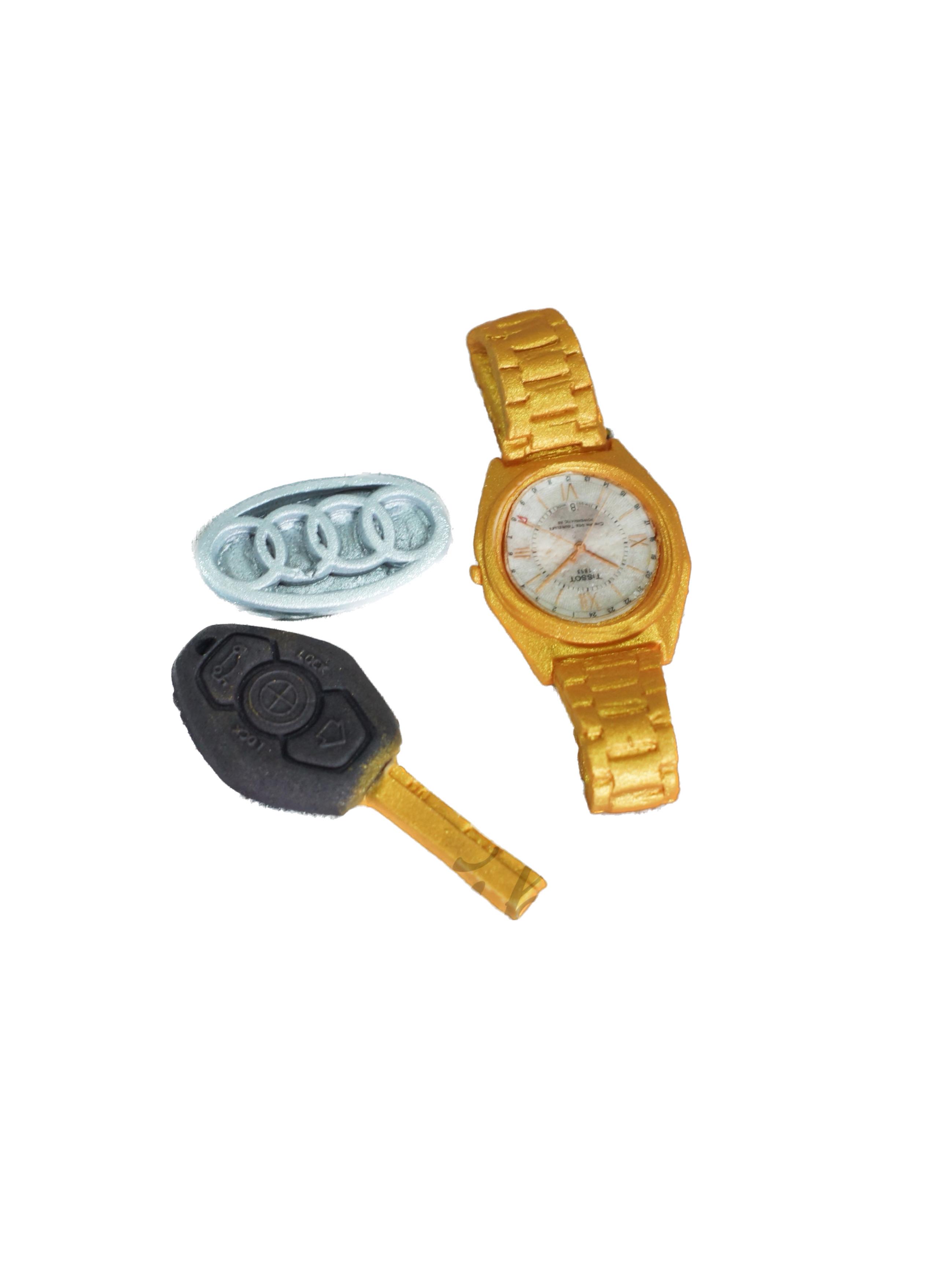 Цукрові фігурки для чоловіків на торт набір Годинник Золотистий