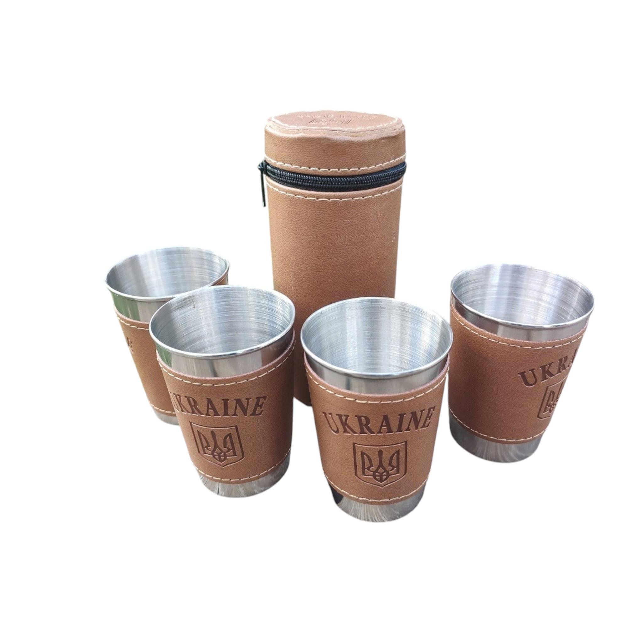Набор производных рюмок Украина из нержавеющей стали в чехле 4 шт. по 180 мл (S_WKL-036)