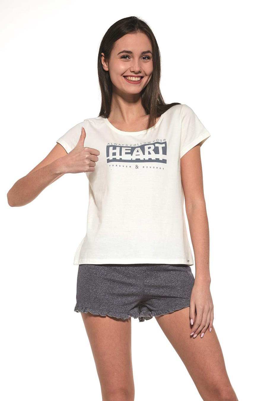 Комплект футболка та шортики Cornette 176 см 33 HEART Біло-сірий (77539)