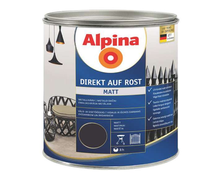 Емаль універсальна алкідна матова Alpina Direkt auf Rost RAL7016 0,75 л Антрацитово-сірий (1801286150) Емаль універсальна алкідна матова Alpina Direkt auf Rost RAL7016 0,75 л Антрацитово-сірий (1801286150)