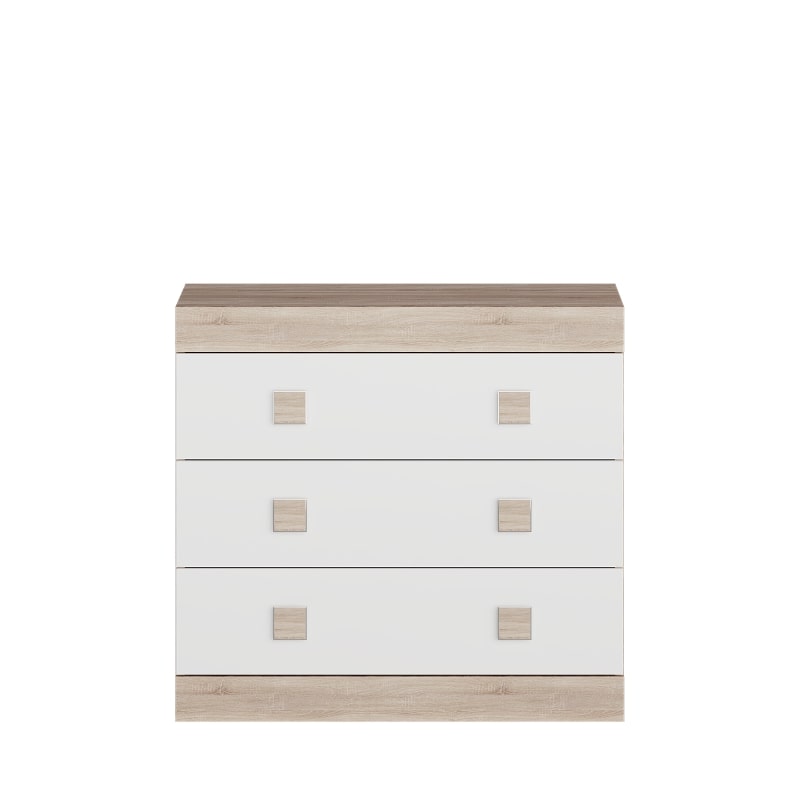 Комод Эверест Соната-1 на 3 ящика 80х38х75 см Дуб сонома/Белый (EVR-2044)