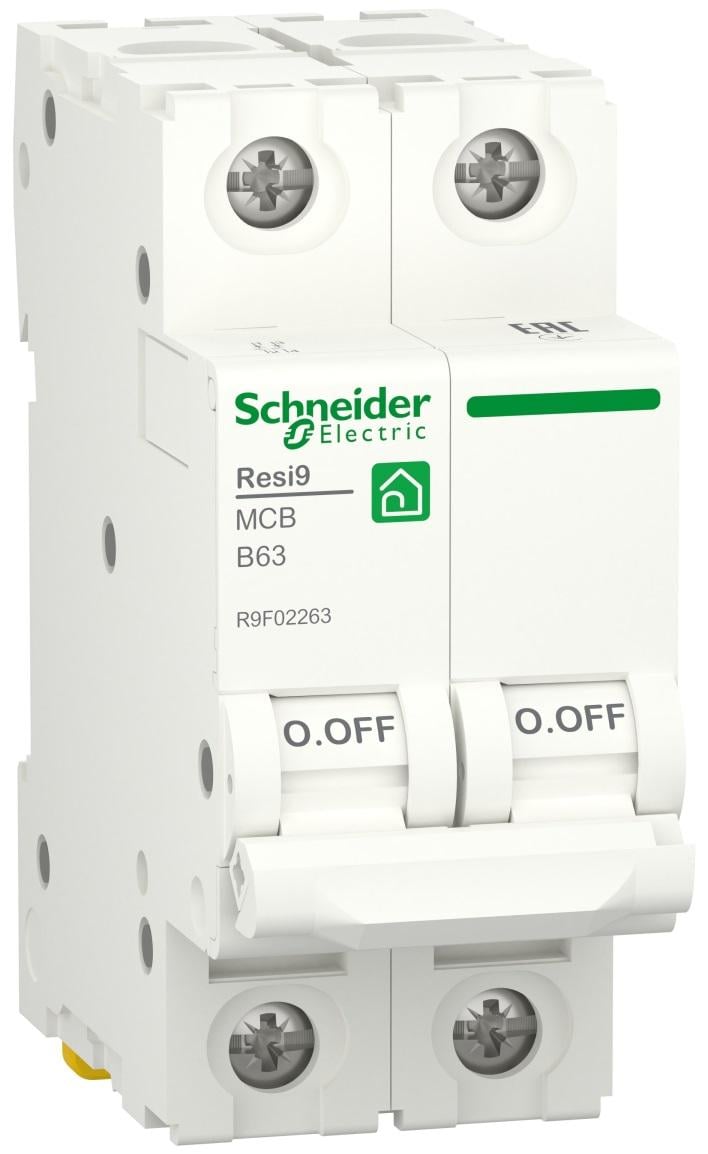 Автоматический выключатель Schneider Electric RESI9 2P 63A 6кА В (R9F02263) - фото 1