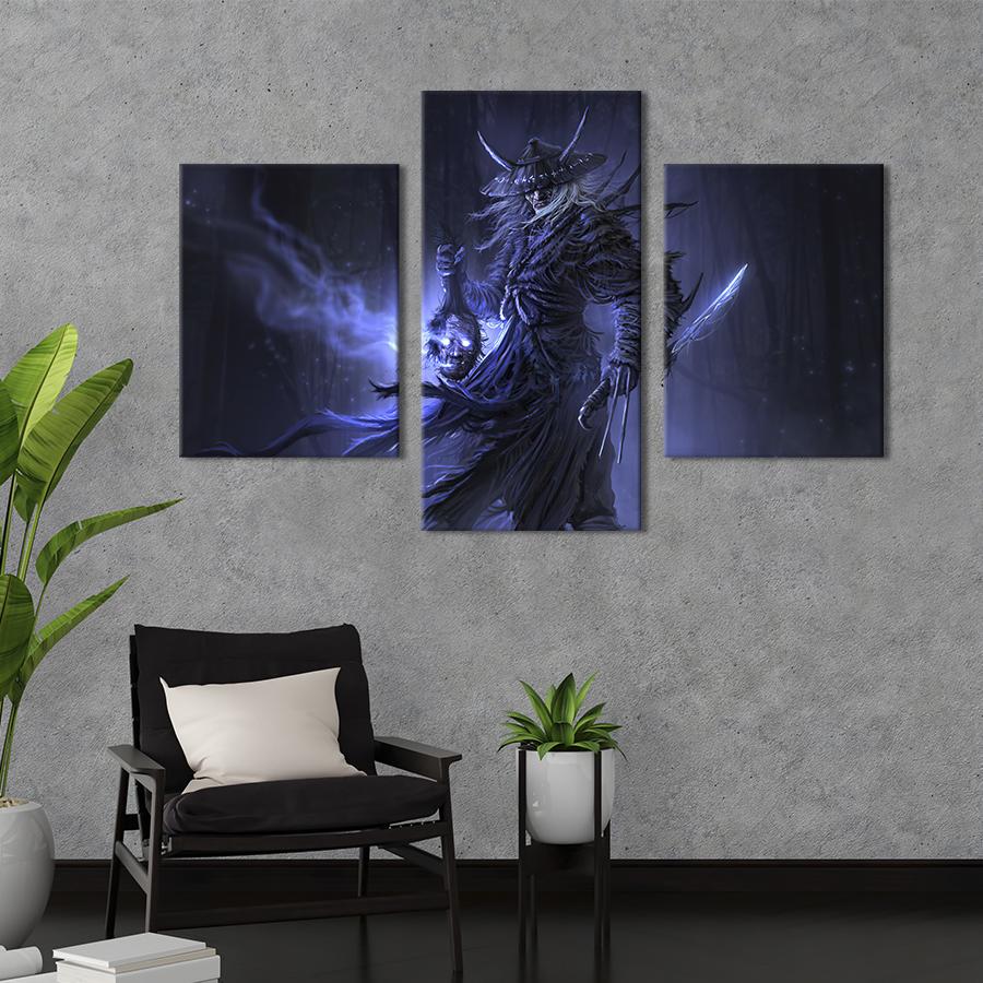 Картина для интерьера Самурай с демонической головой 141x90 см (673-32)