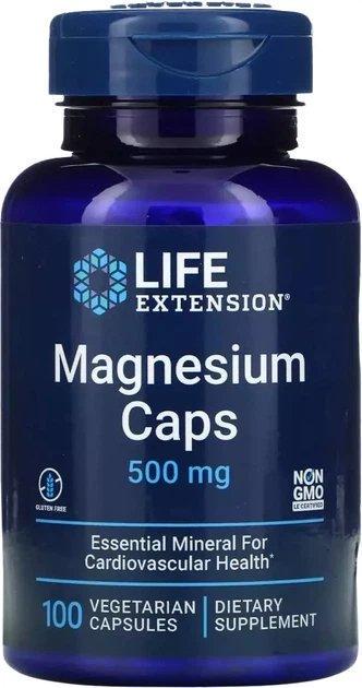 Магний Life Extension Magnesium Caps оксид цитрат и сукцинат магния для взрослых 500 мг 100 вегетарианских капсул Магний Life Extension Magnesium Caps оксид цитрат и сукцинат магния для взрослых 500 мг 100 вегетарианских капсул