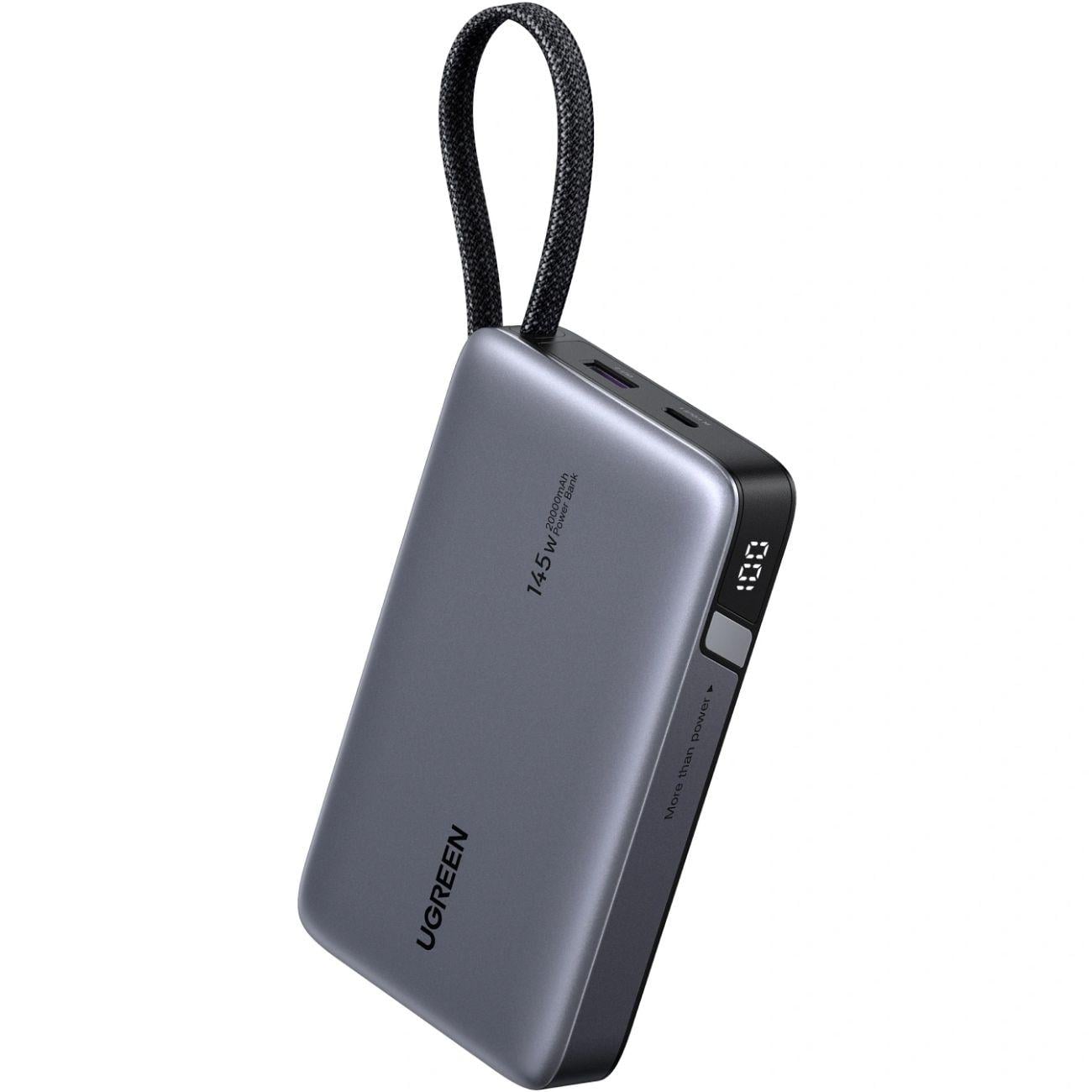 Повербанк UGREEN Nexode PB551 20000 mAh 145W с быстрой зарядкой и встроенным кабелем Серый (55992B)
