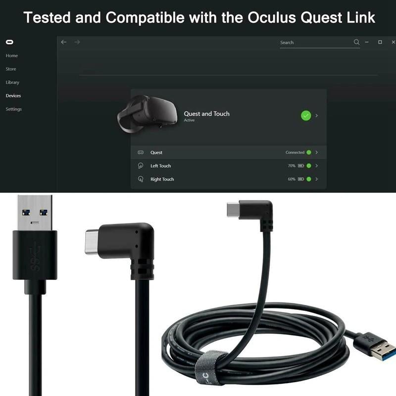 Кабель Oculus Link USB 3.2 type для шлемов Meta Quest Oculus Quest 1/Oculus Quest 2/Oculus Quest 3/Pico 4 Черный - фото 4