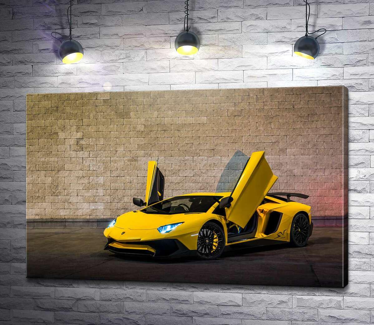 Картина ArtPoster Жовтий автомобіль Lamborghini Aventador 50x32 см Модуль №1 (004363)