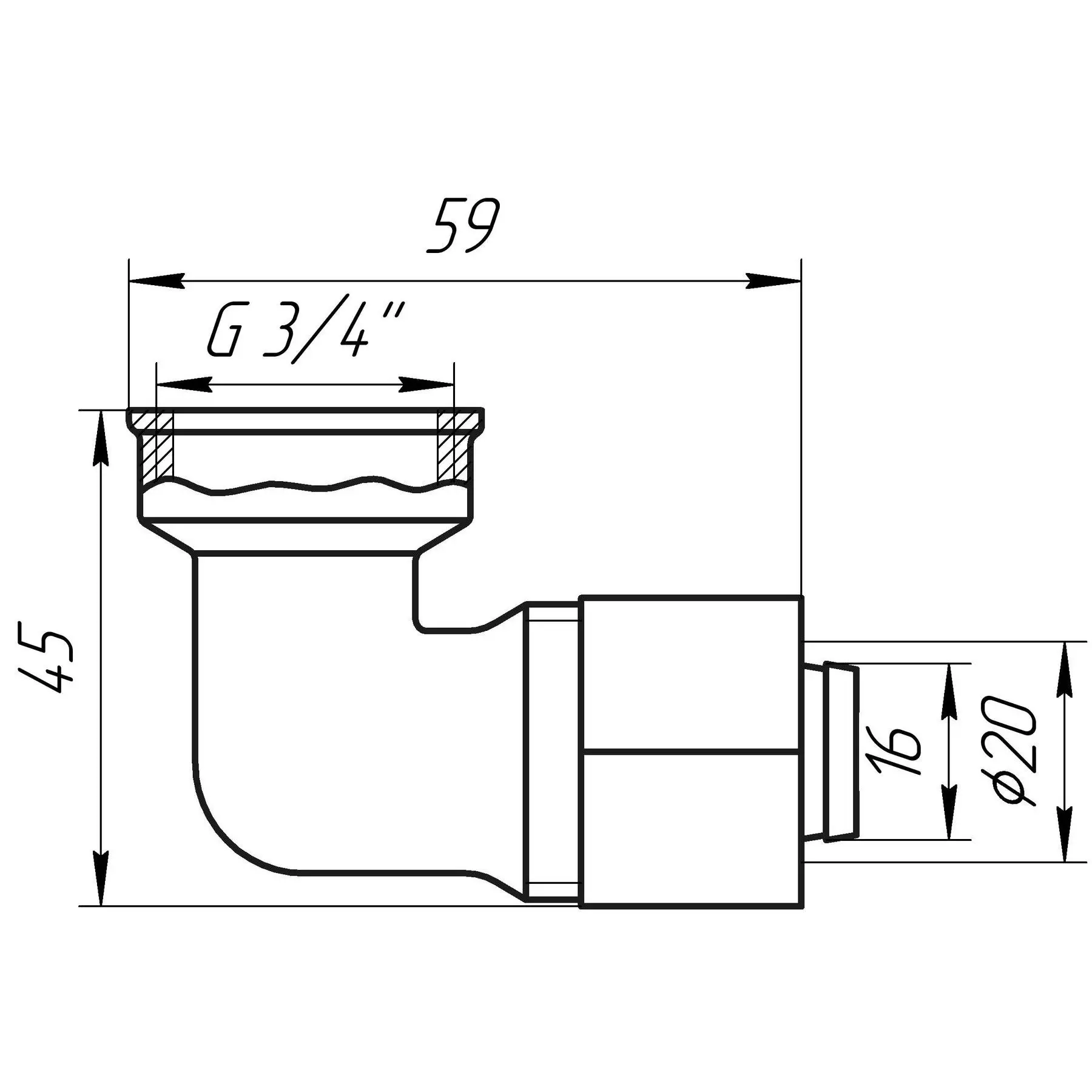 Угольник с внутренней резьбой APE ITALY 752 L 3/4х20 (GSR-000000866) - фото 3