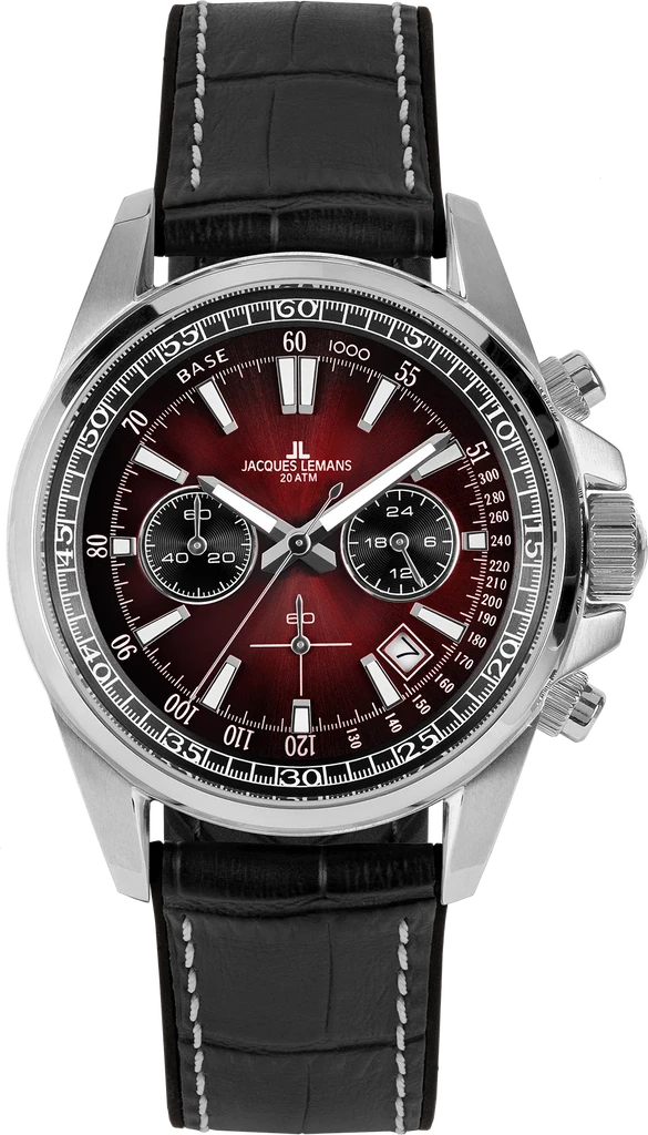 Наручные часы мужские Jacques Lemans Liverpool 1-2117ZP со стальным корпусом WR 200 м и красным циферблатом