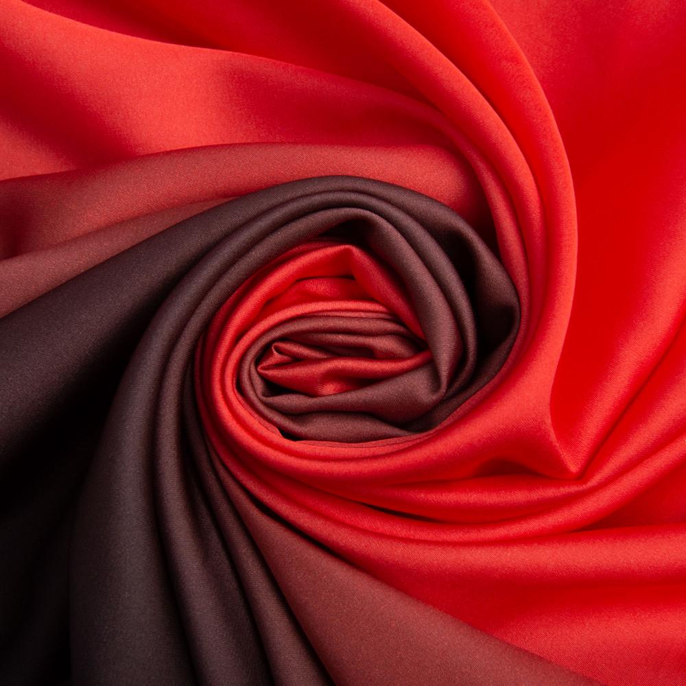 Ткань плательная атлас шелк деграде Коралловый (22345)