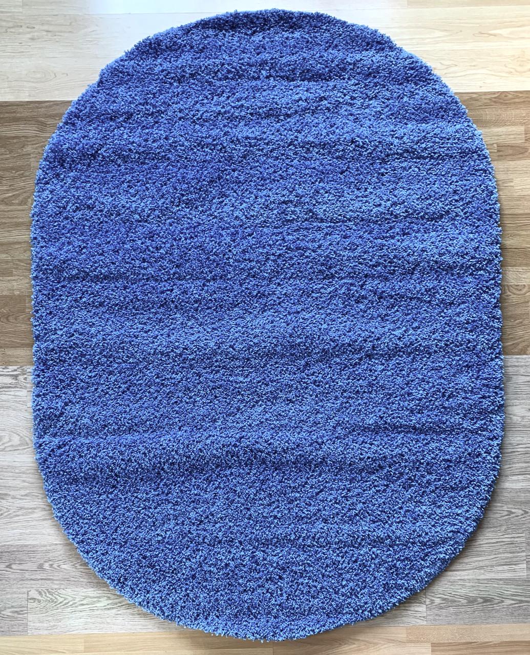 Килим високоворсовий овальний гіпоалергенний 120х170 см Синій (A703N ROEMARY)