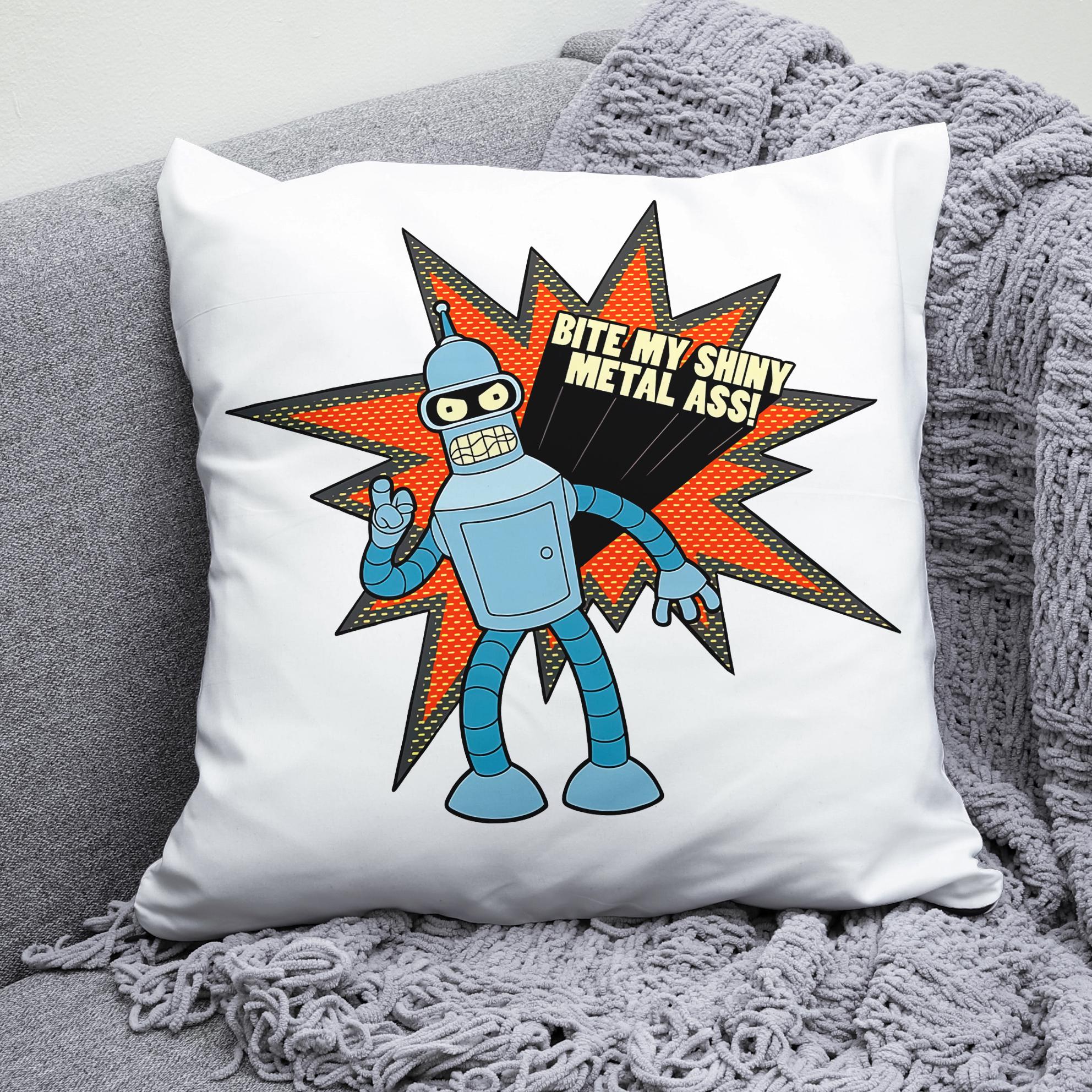 Плюшевая подушка квадрат с принтом Futurama Бендер