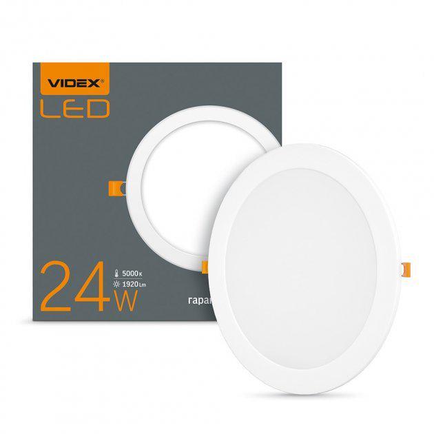 LED світильник VIDEX 24W 5000K вбудований круглий (31549) LED світильник VIDEX 24W 5000K вбудований круглий (31549)