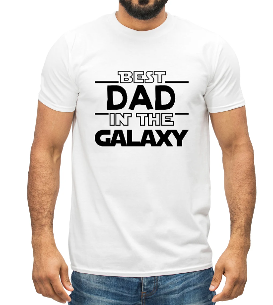 Футболка мужская Stedman с принтом Best dad in the galaxy L Белый (ПАПА49-9)