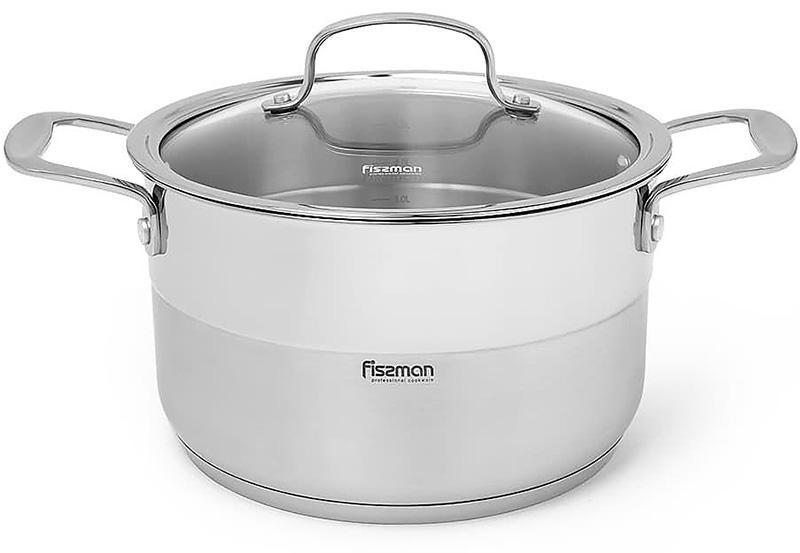 Кастрюля Fissman Nordia из нержавеющей стали со стеклянной крышкой 3,7 л