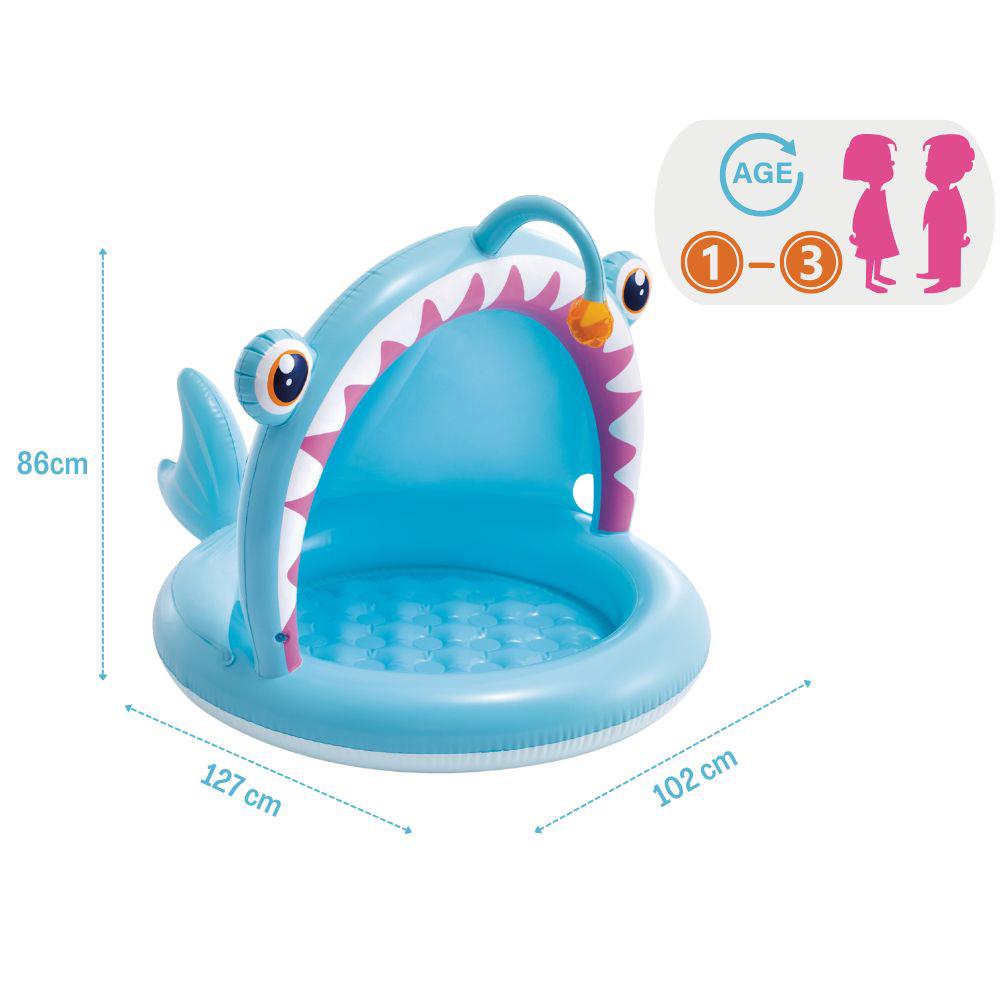 Басейн надувний дитячий Intex Риба Вудильник від року з навісом 127x102x86 см (2533769845) - фото 7