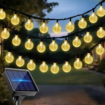 Гирлянда уличная Хрустальные шарики на солнечной батарее 20LED 5 м (1000-RV363)