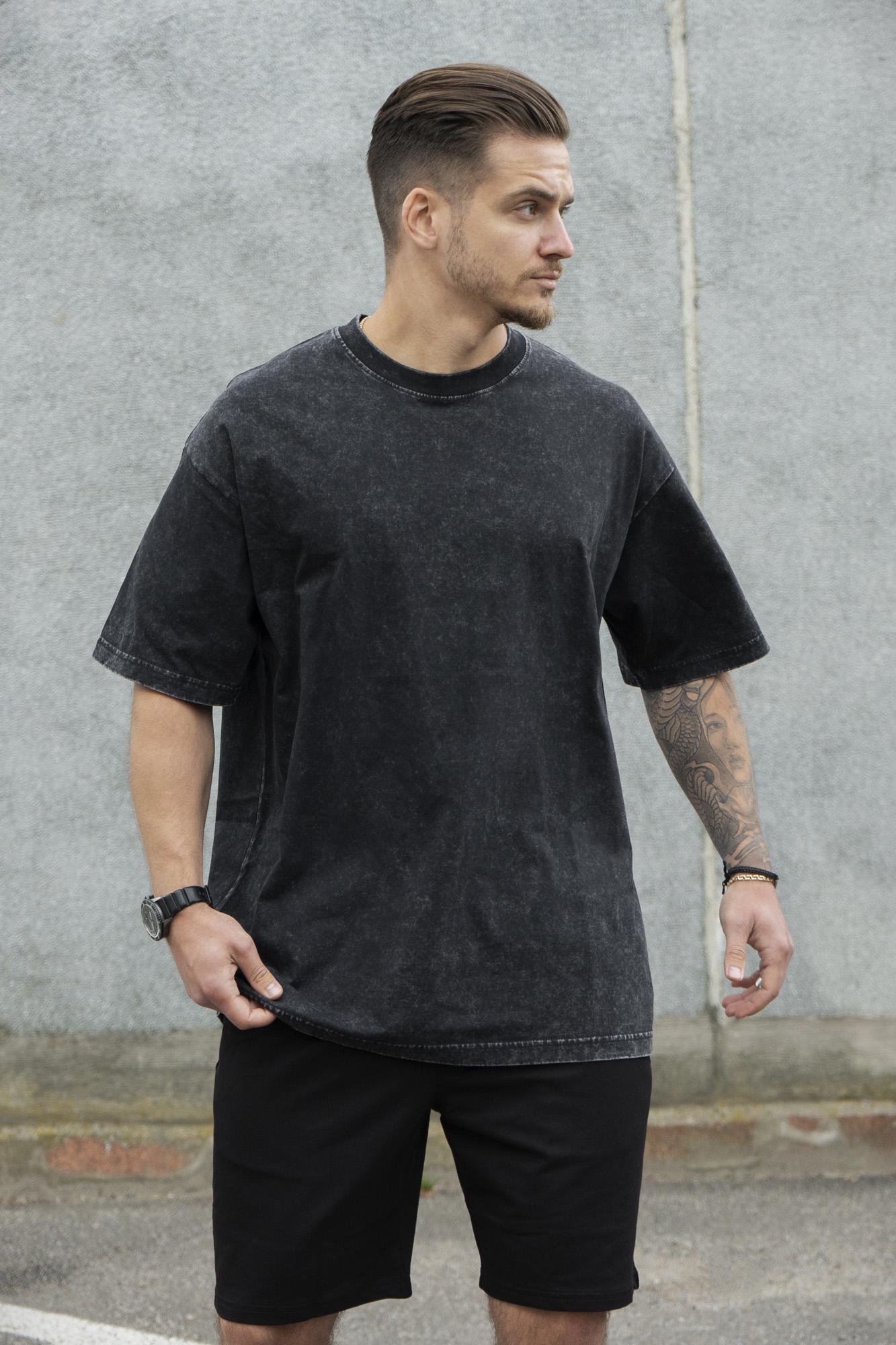 Футболка чоловіча варена Without Washed вінтажна на літо оверсайз S/M Black (S8049718)