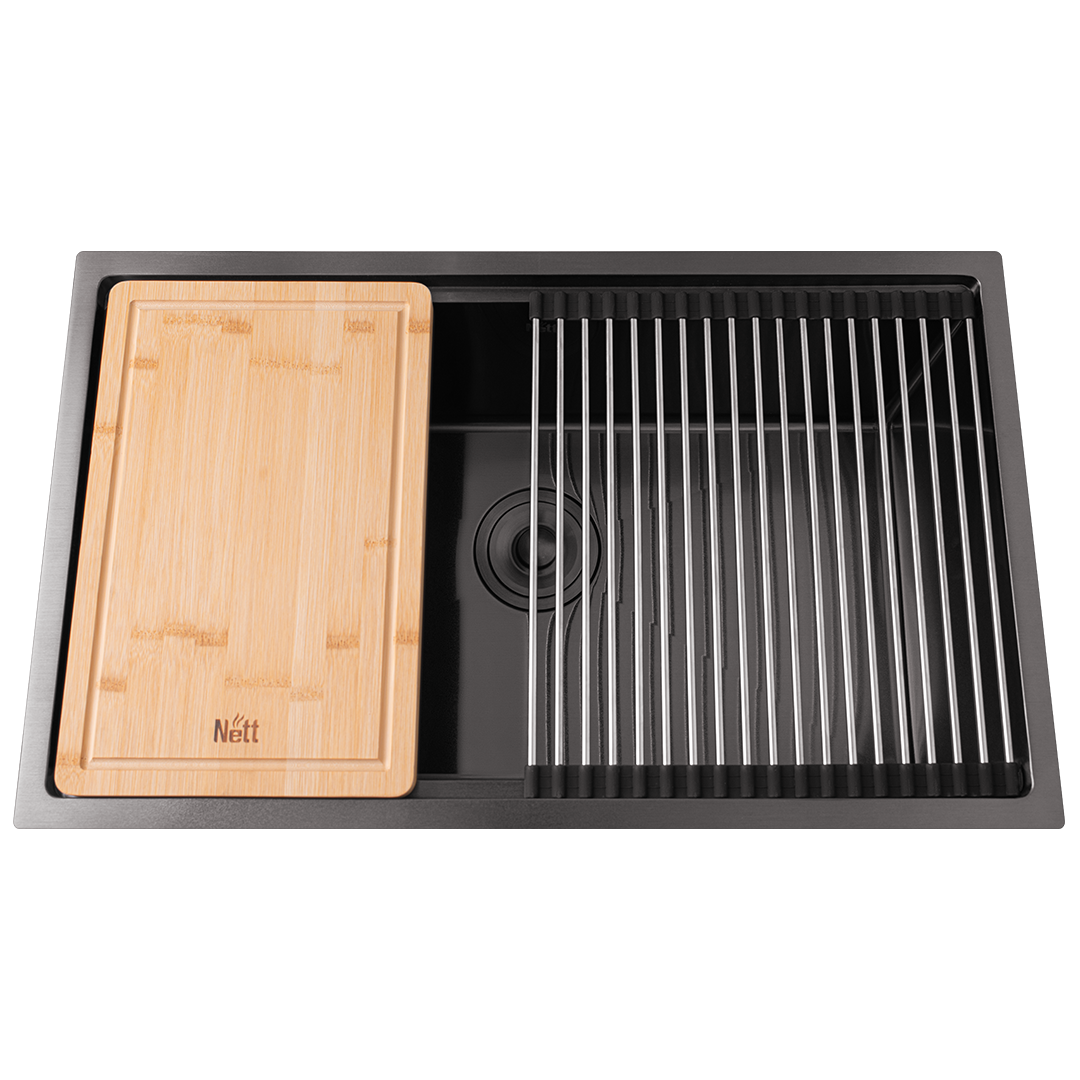 Комплект мойки на кухню и смеситель NB-7042 из нержавеющей стали Черный (2999643086)