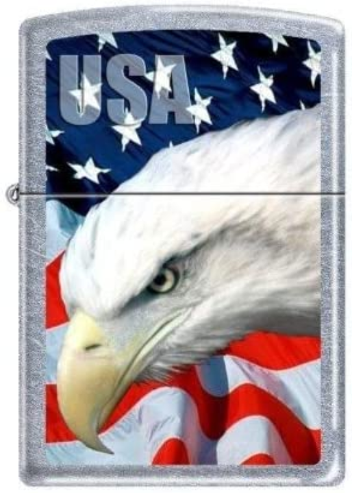 Зажигалка Zippo USA Street Chrome Finish 3021 Flag & Eagle