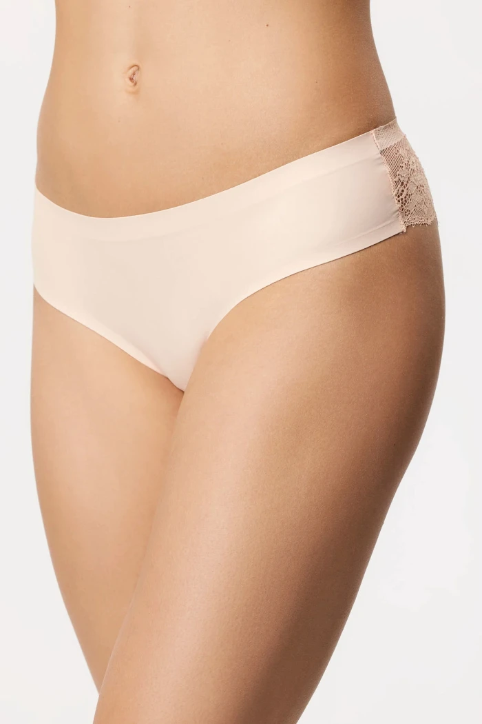 Трусы бразилиана с кружевной спинкой Julimex TANGA L Бежевый (2225455185) - фото 1