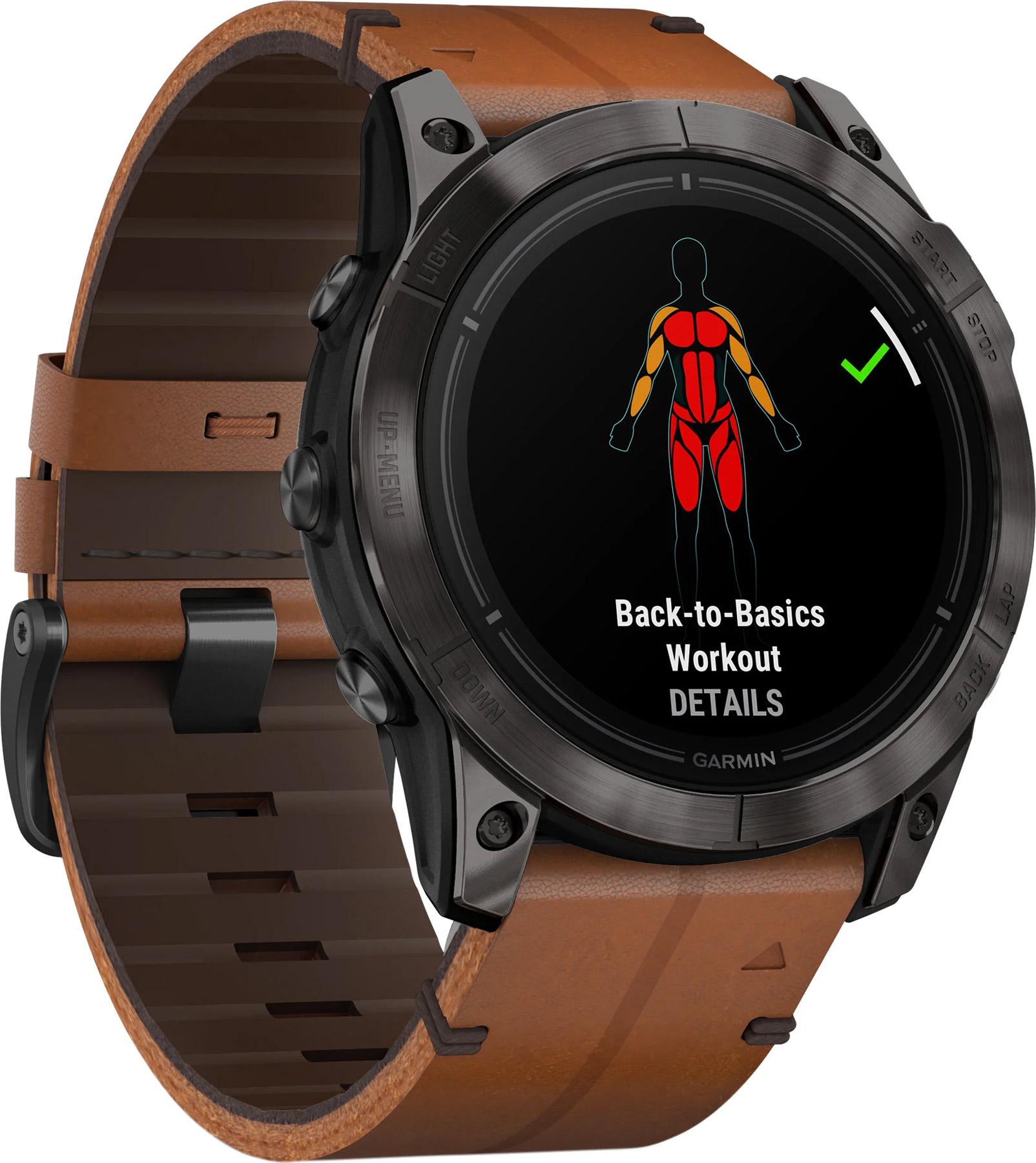 Смарт-годинник Garmin Epix Pro Gen2 Sapphire Edition Carbon Grey DLC Titanium with Chestnut Leather Band (010-02804-30/31) - фото 2