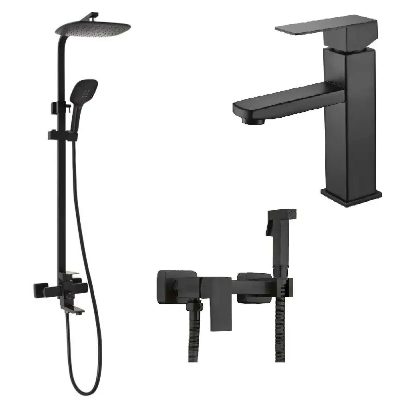 Набор душевая система+смеситель на умивальник и набор для и гигиеническогого душа (12126776)