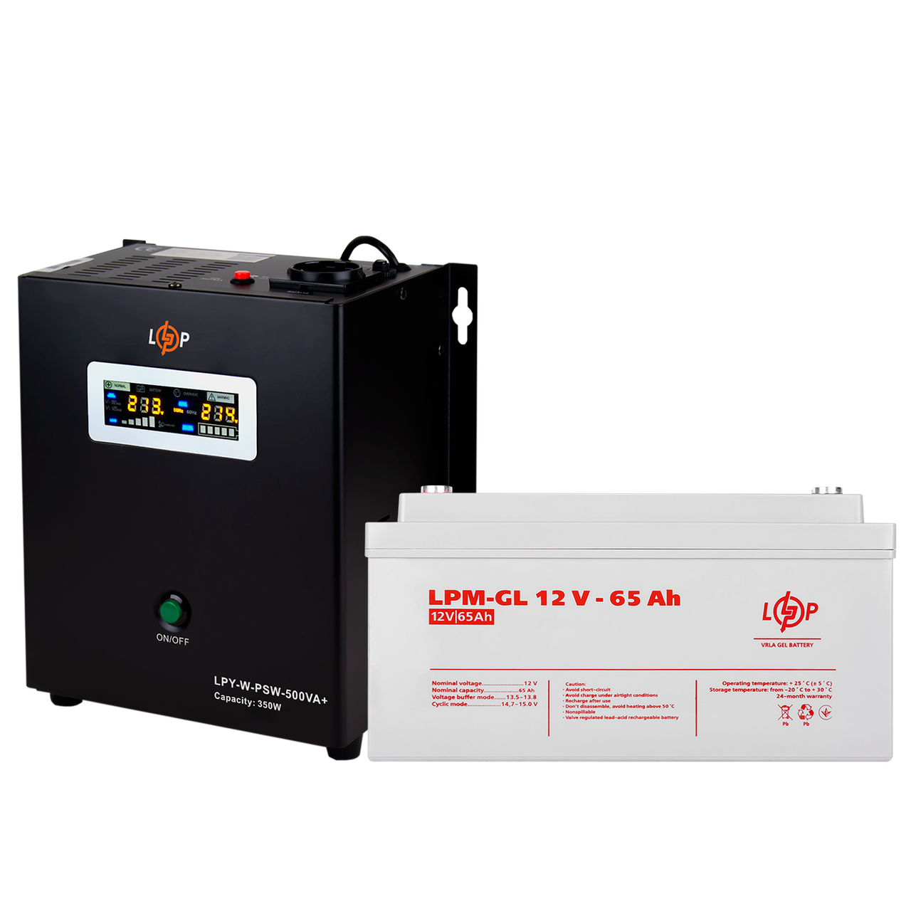 Комплект резервного питания для котла LogicPower ИБП гелевая батарея UPS W500VA АКБ GL 780W