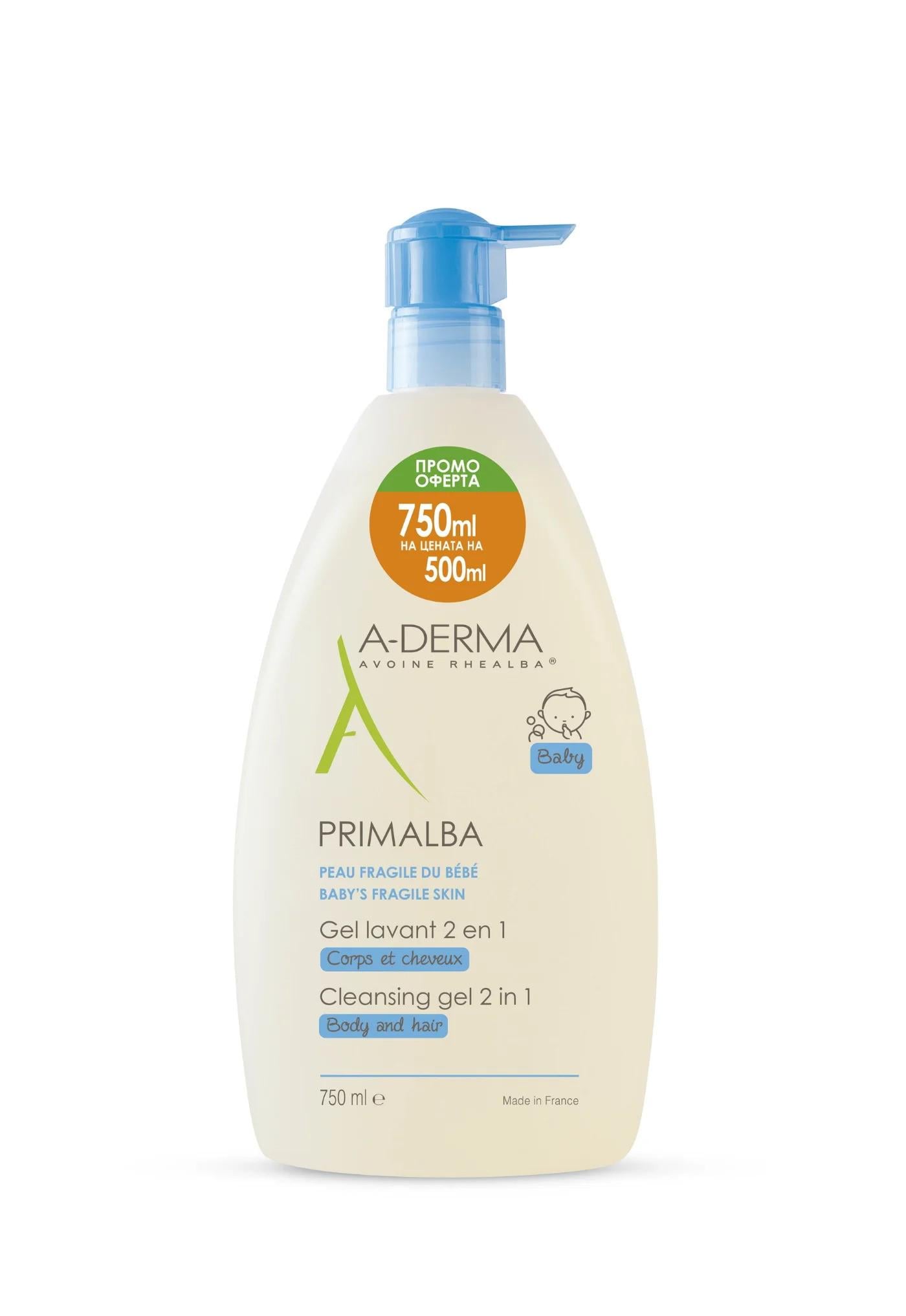 Гель очисний A-Derma Primalba Gel для обличчя/тіла та волосся 750 мл (1604764929)