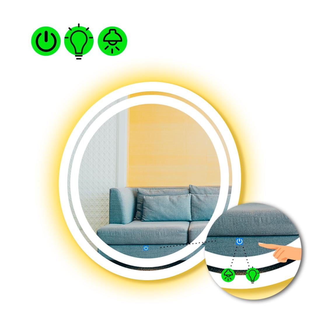 Зеркало с LED подсветкой Carla с сенсорной кнопкой управления 60x60 см (8776211)