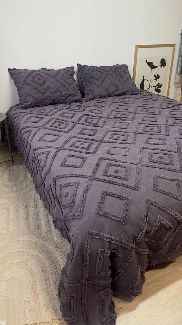 Покрывало Скандинавский большой ромб 220х240 см Графит - фото 8 Покрывало Скандинавский большой ромб 220х240 см Графит - фото 8