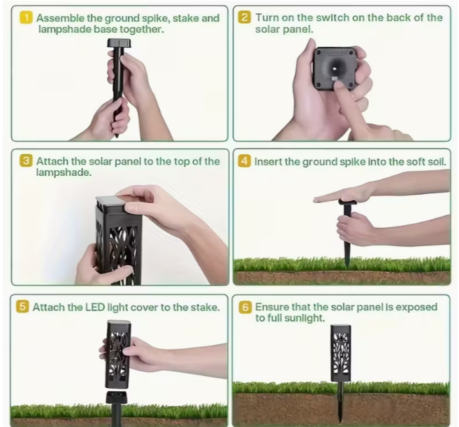 Садовий світильник на сонячній батареї ажурний для газону Тепле біле світло (1707) - фото 7