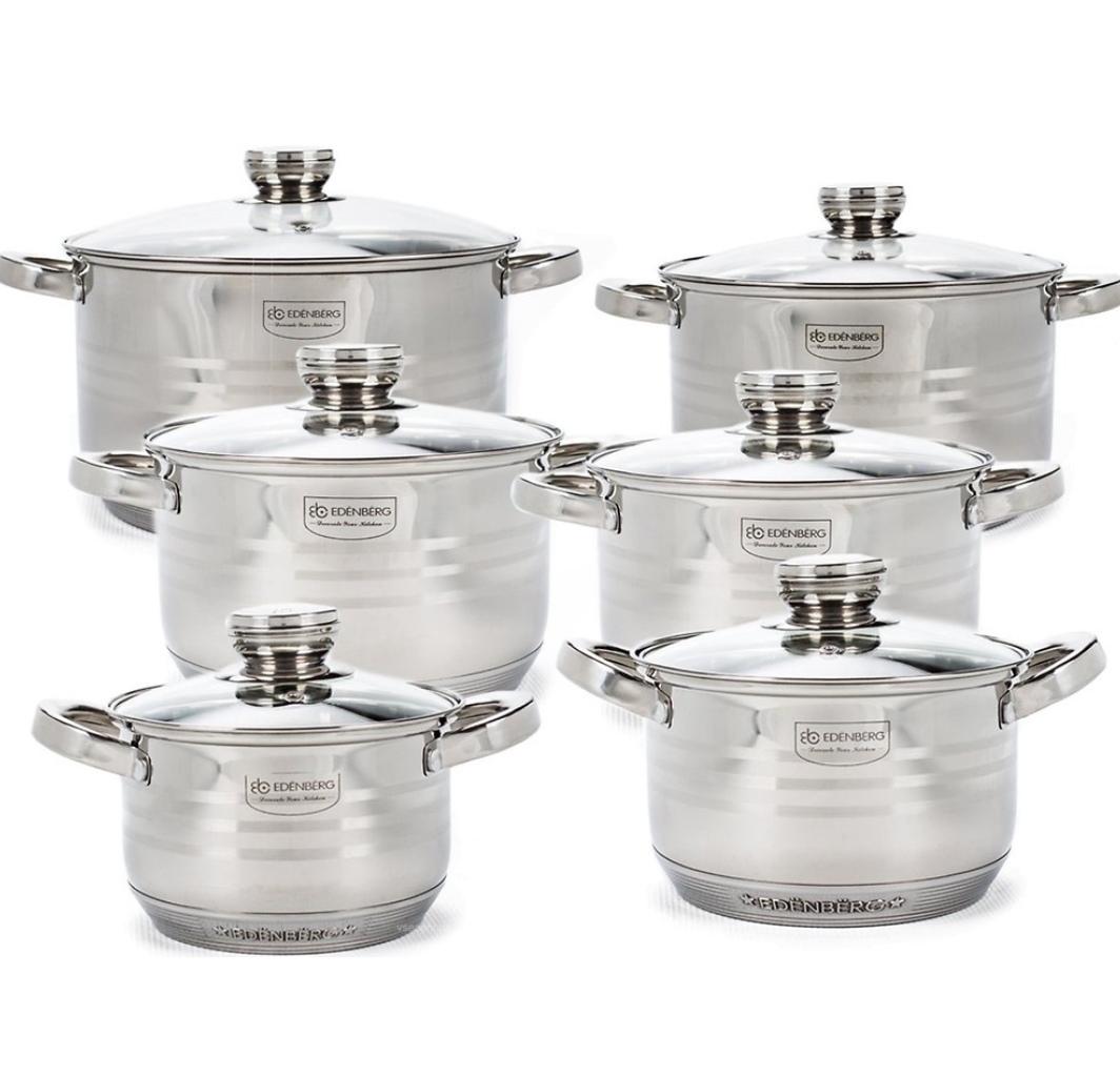Набір посуду Edenberg EB-4037 із нержавіючої сталі 12 шт. (EB-4037) - фото 2 Набір посуду Edenberg EB-4037 із нержавіючої сталі 12 шт. (EB-4037) - фото 2