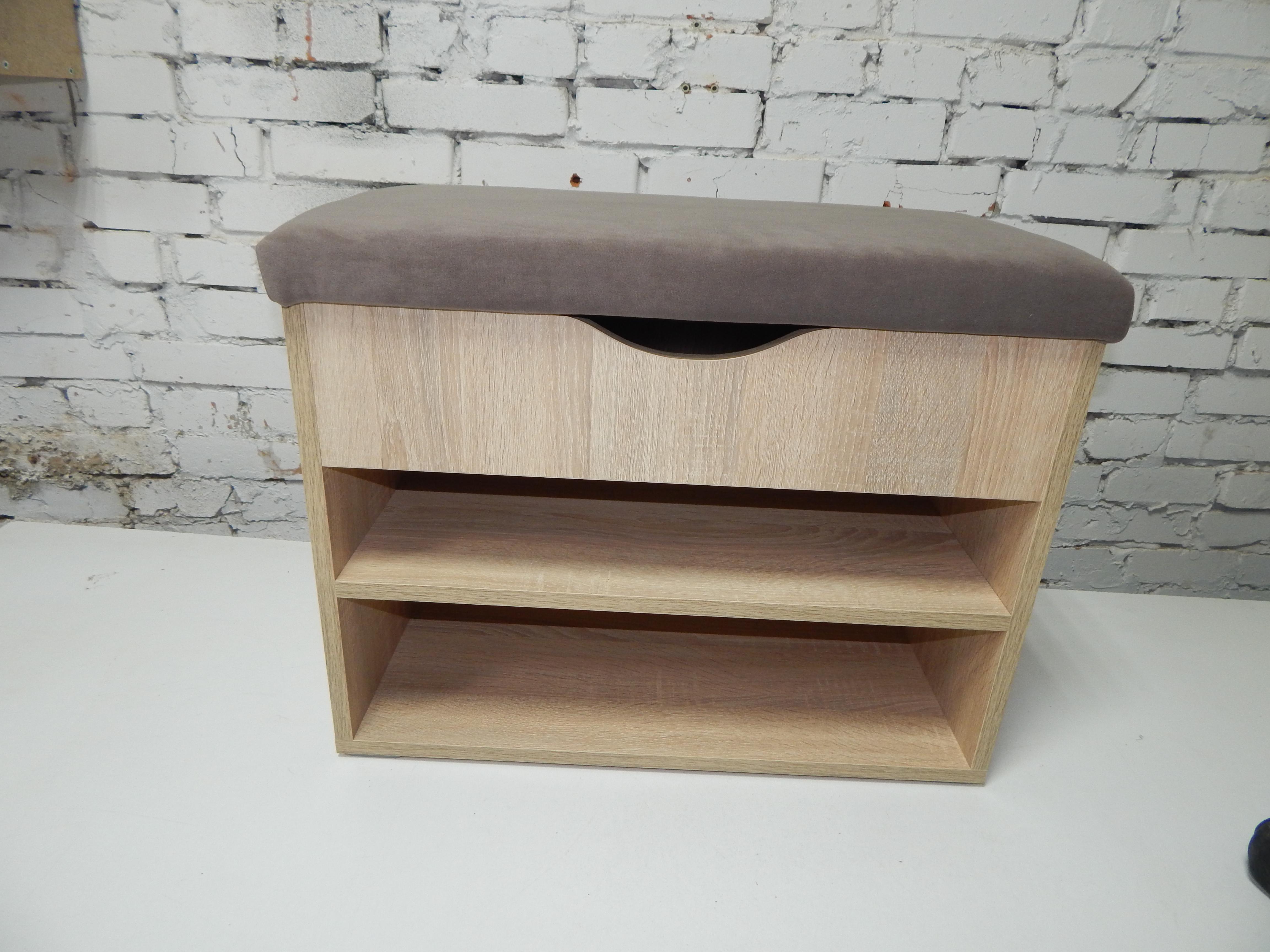 Тумба для обуви ДСП/ткань 30х60х45 см Дубсонома светлый/Капучино - фото 1