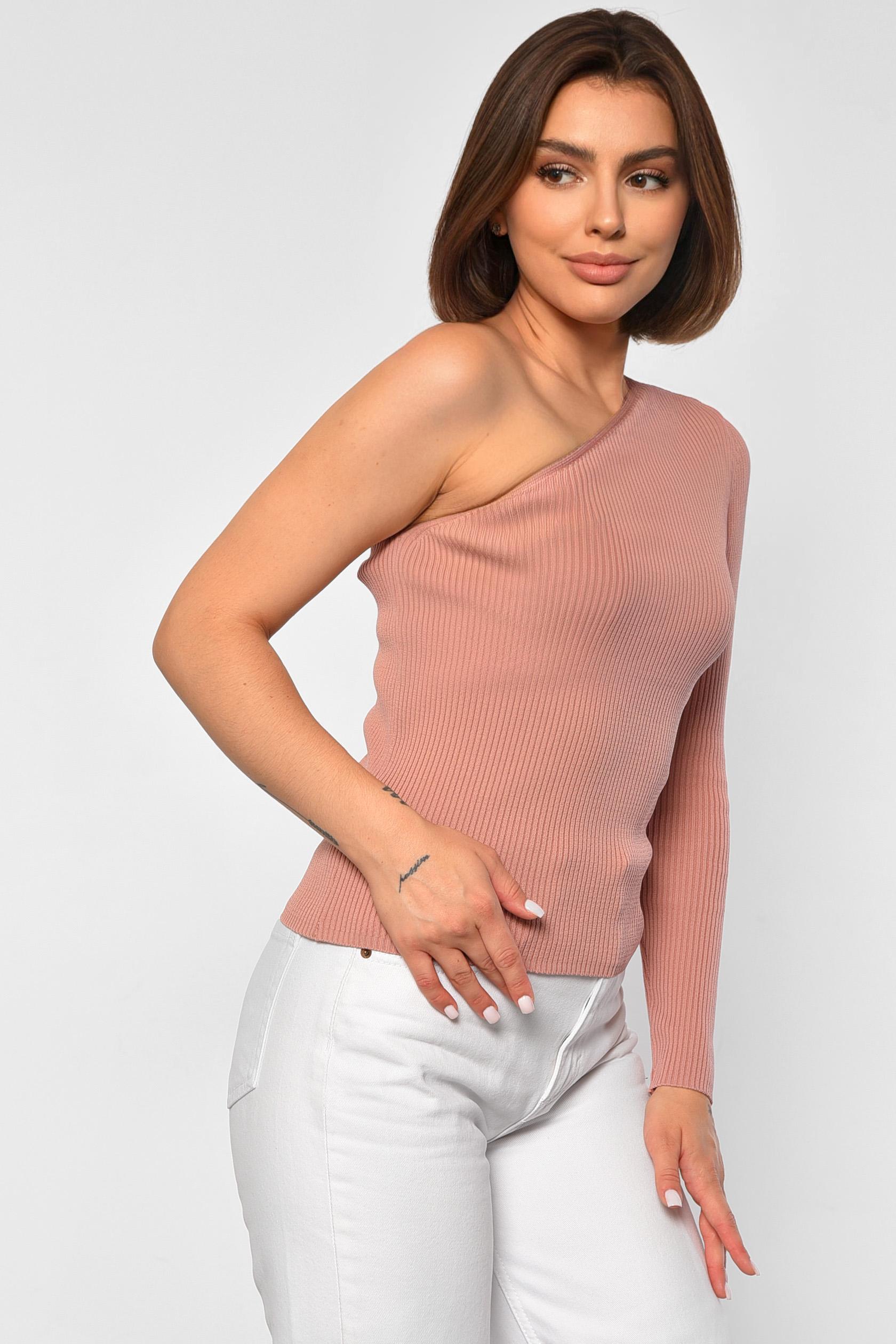 Кофта трикотажна жіноча з одним рукавом M Пудровий (187728) - фото 2