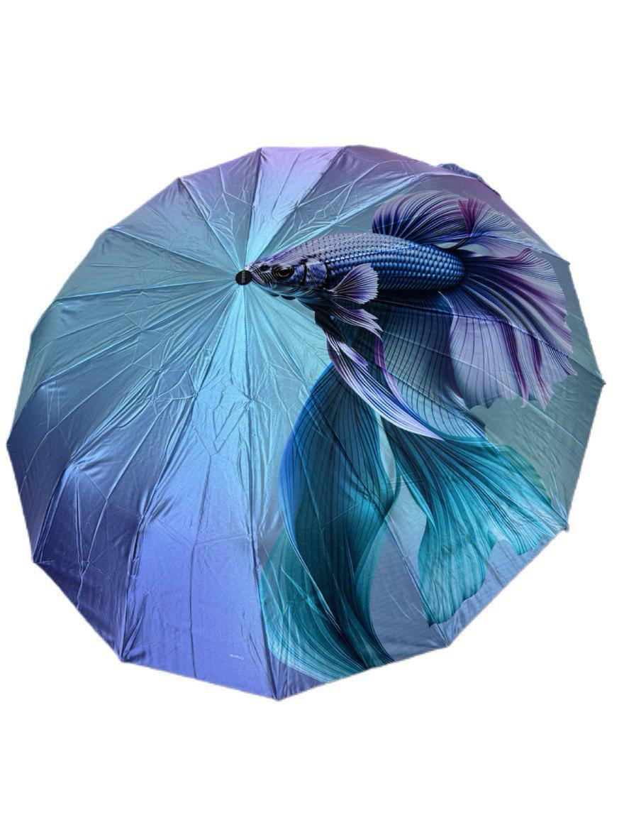 Зонтик женский автоматический Mario Рыбка 14 спиц антивитер (979/5)