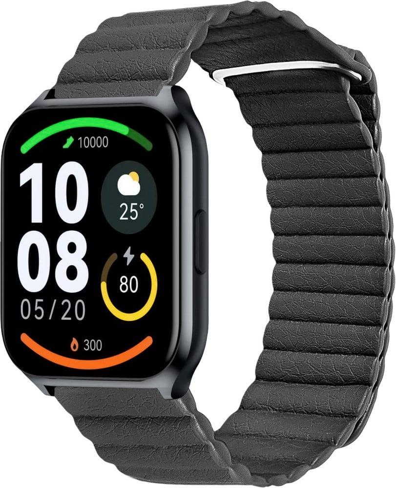 Ремешок кожаный Genis для Haylou Watch 2 Pro LS02 Pro Black (40798-2B)