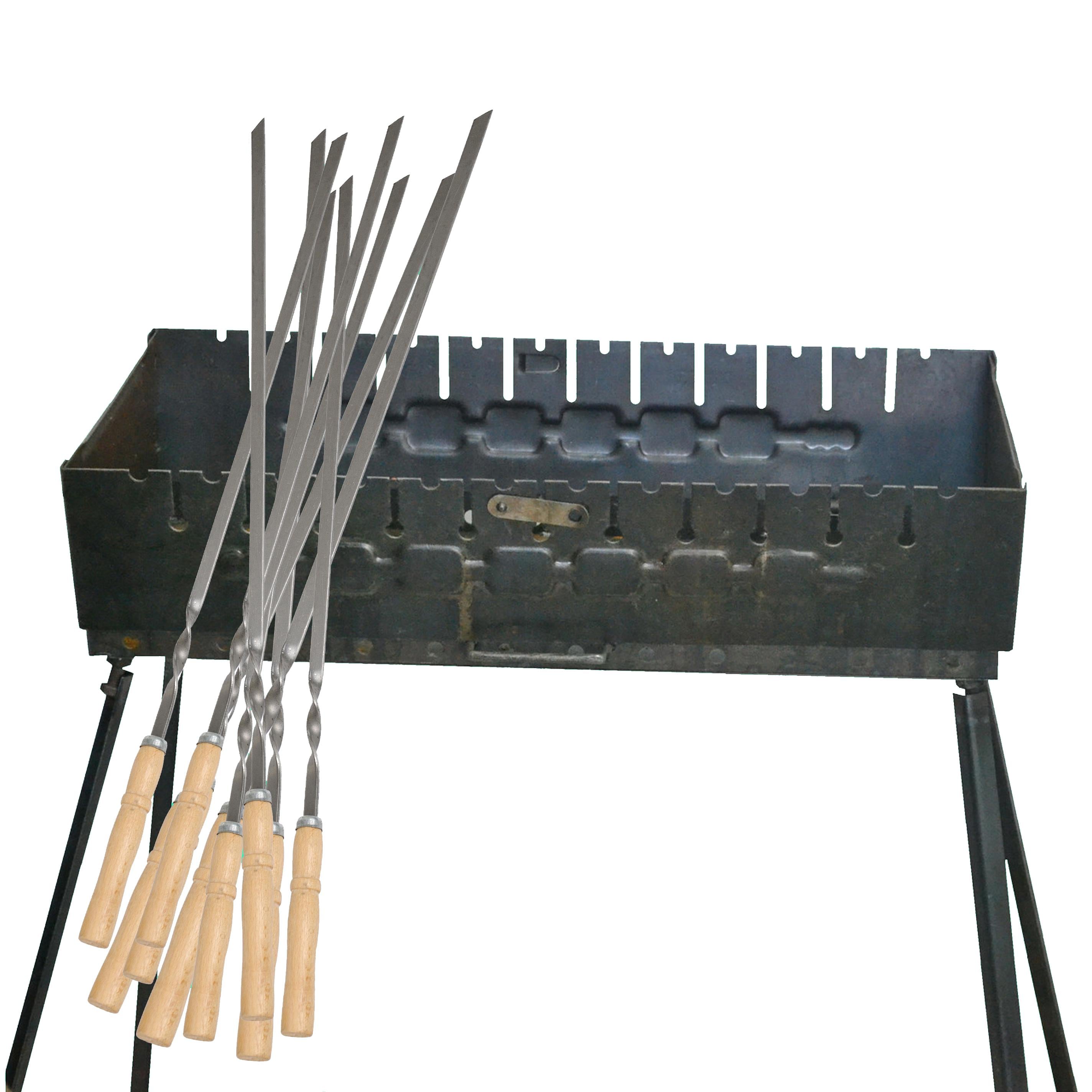 Мангал-чемодан 2 мм на 12 шампуров 690х350х160 мм с шампурами