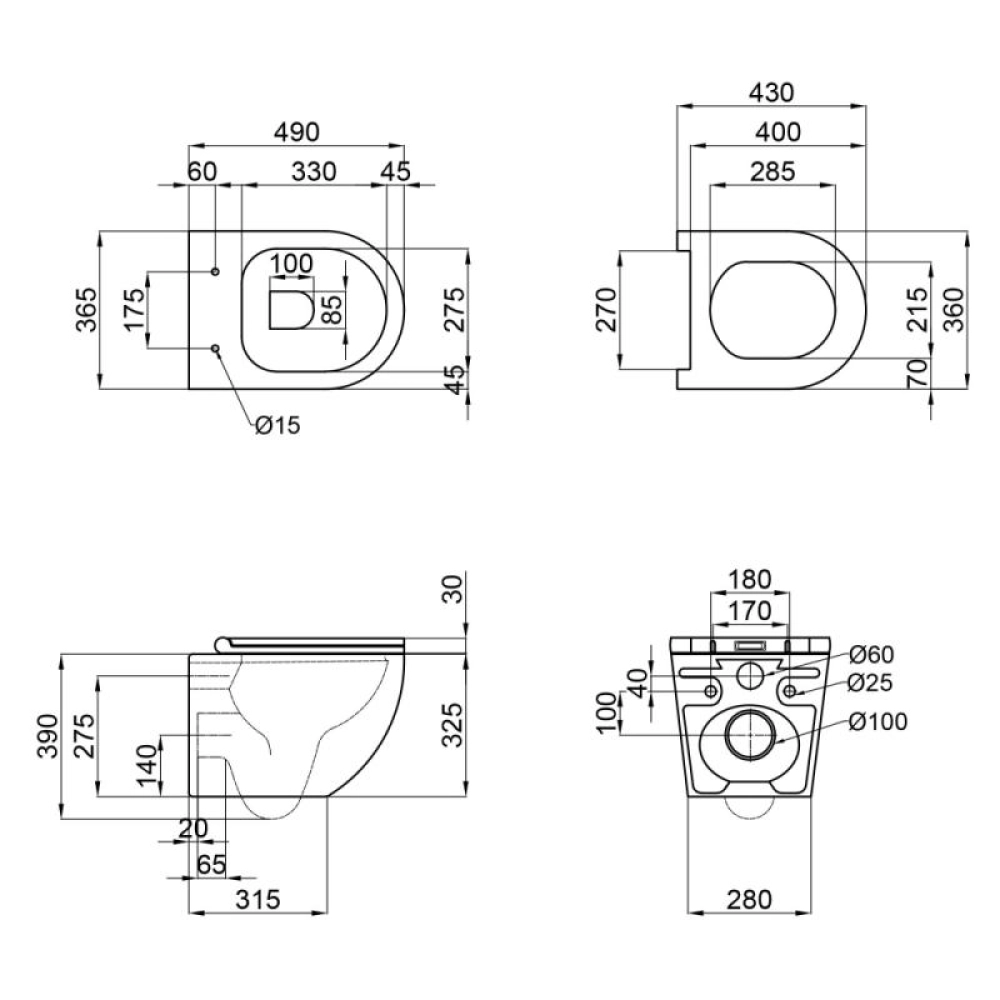 Унітаз підвісний MIXXUS Premium Ellipse-0301-T3 система змиву Tornado 3.0 495x365x365 мм (MP6461) - фото 4