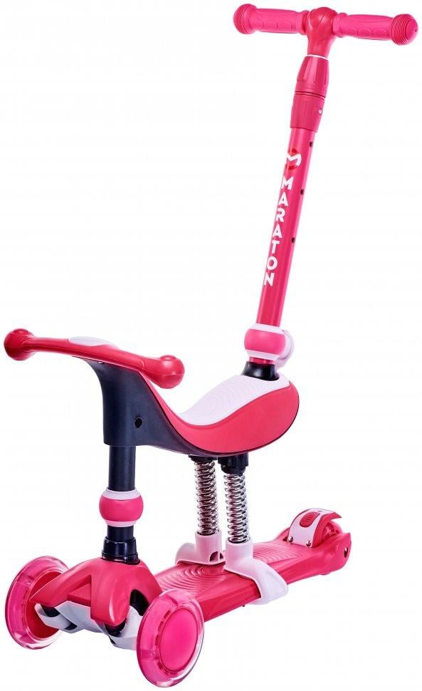Самокат Maraton Max credo с легкой трансформацией и крепкой рамой Розовый