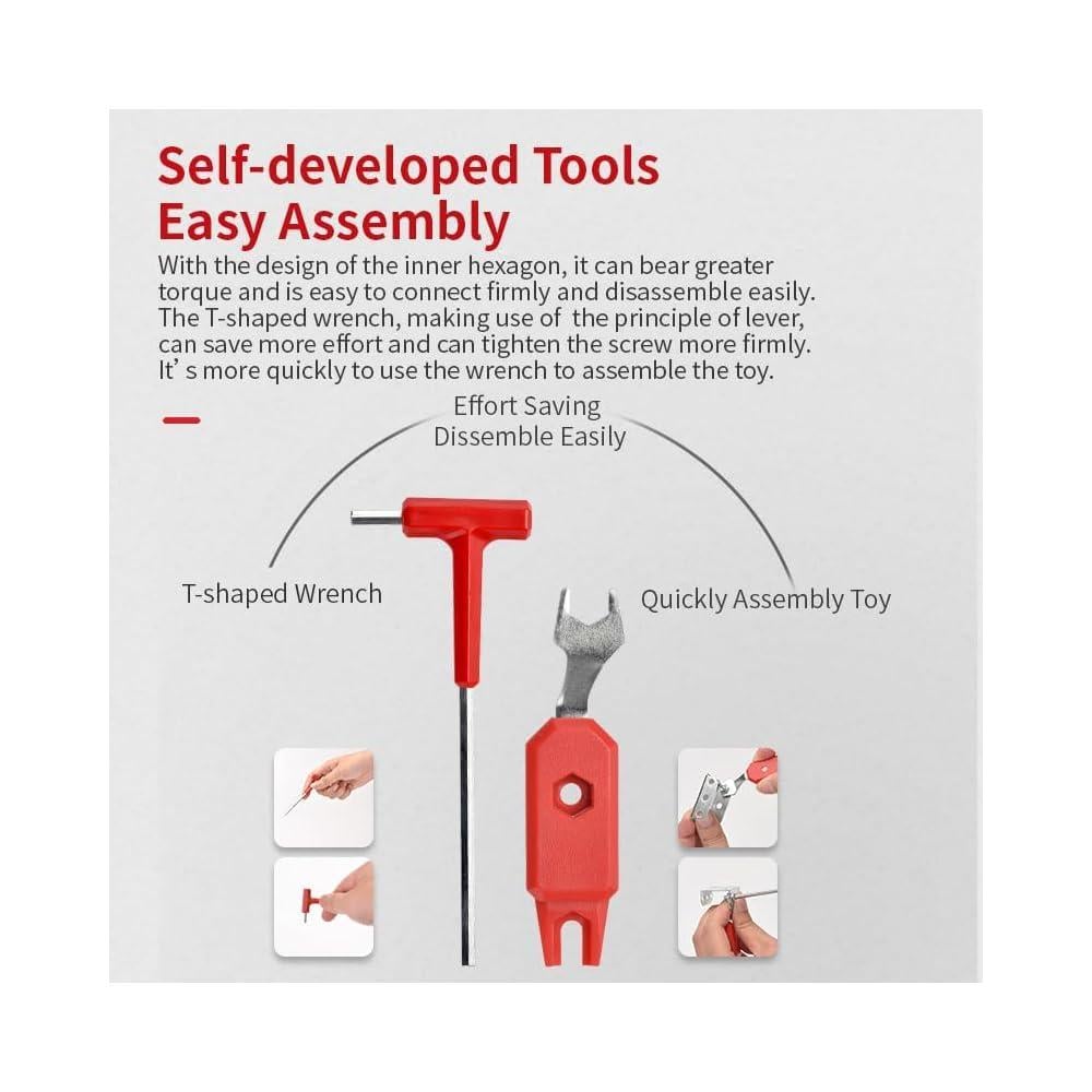 Конструктор детский металлический STEAM F1 Гоночный автомобиль с инструментами 201 деталь (0903) - фото 8