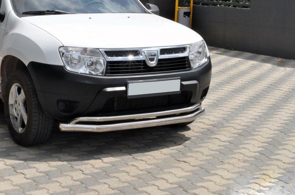 Передняя защита ST017 CAN для Dacia Duster 2008-2018 гг. нержавеющая сталь Хром