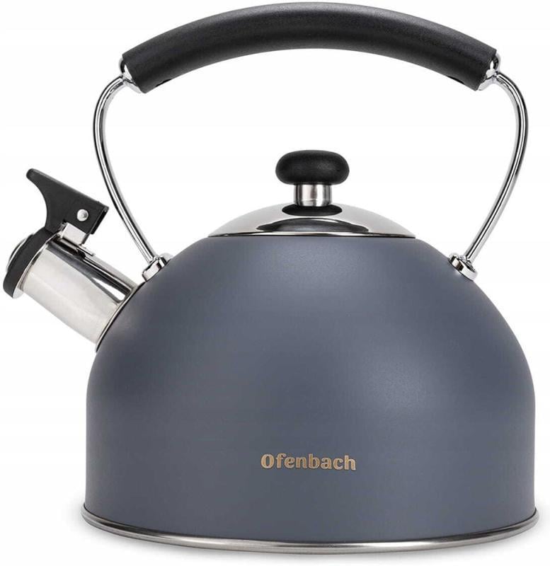 Чайник Ofenbach нержавіюча сталь зі свистком 2,2 л Сірий матовий (NB-100324) - фото 2 Чайник Ofenbach нержавіюча сталь зі свистком 2,2 л Сірий матовий (NB-100324) - фото 2