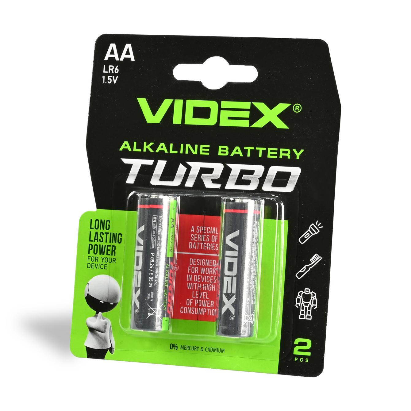 Батарейка щелочная Videx LR6 AA Turbo 2 шт. (LR6T/AA 2B) Батарейка щелочная Videx LR6 AA Turbo 2 шт. (LR6T/AA 2B)