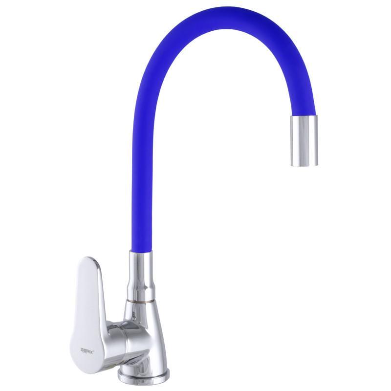 Смеситель для кухни Zerix SOP7 146 с гибким изливом Синий (ZX2655)