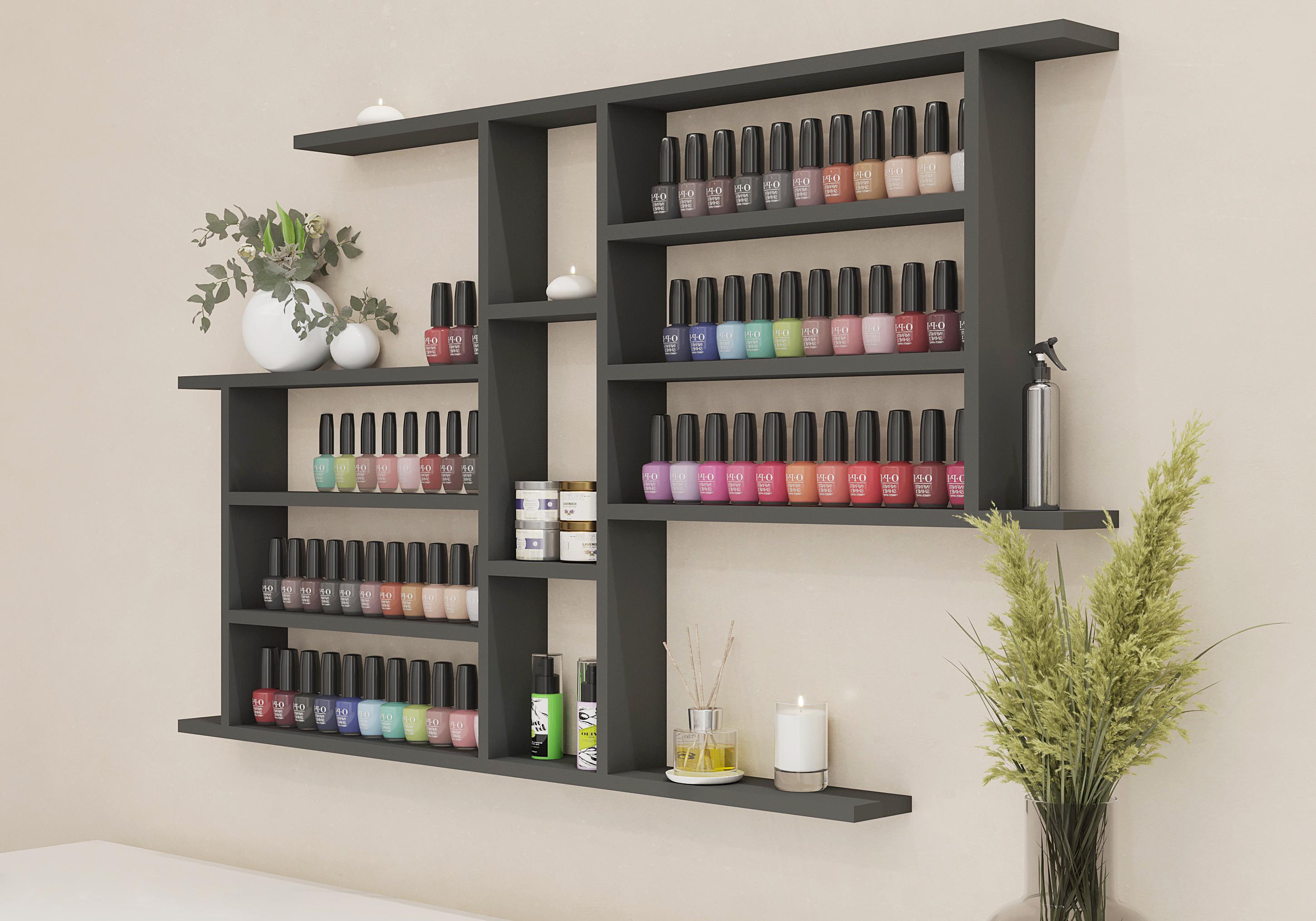 Полиця вузька навісна для гель-лаків Антрацит - фото 1 Полиця вузька навісна для гель-лаків Антрацит - фото 1