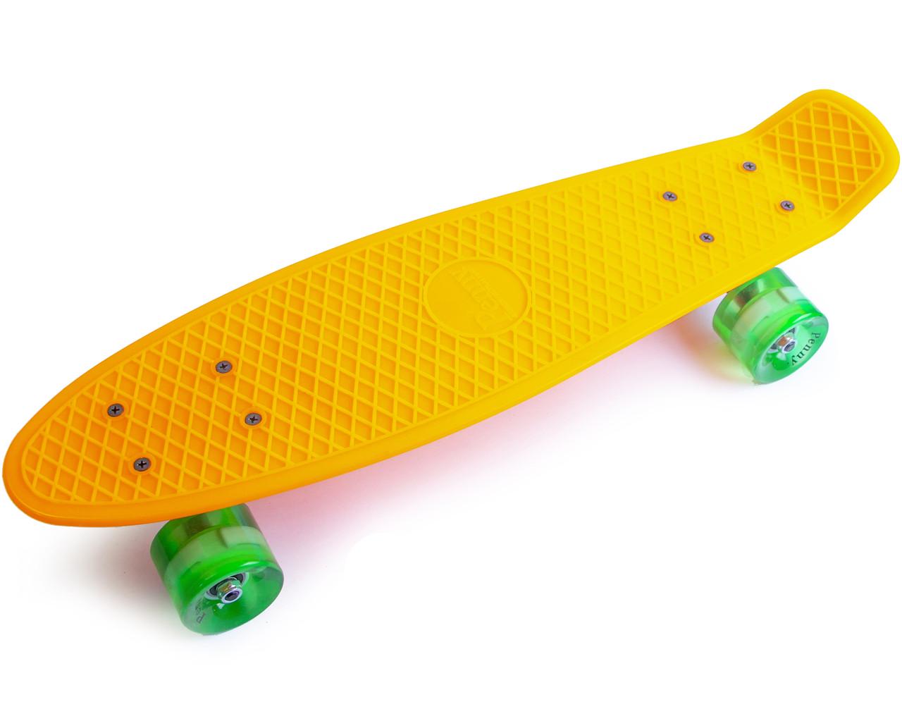 Скейт Penny Board світяться колеса 22'' Жовтий (0848/335Ж)