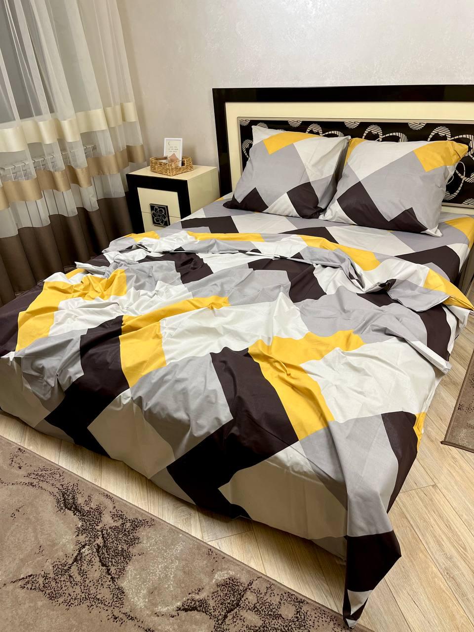 Комплект постельного белья Ромбы хлопковый двуспальный 180x220/70х70 см Белый (14691234)